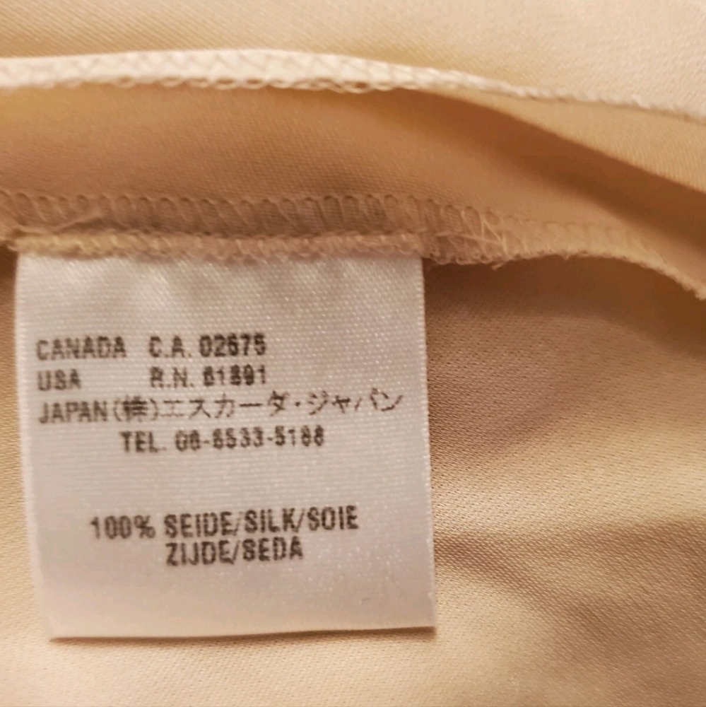 Escada Beige Silk Draped-Shoulder Sleeveless Blouse - Picture 8 of 9